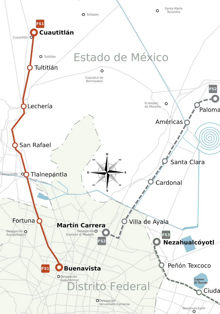 Mapa y plano de tren de la Ciudad de México DF : estaciones y lineas