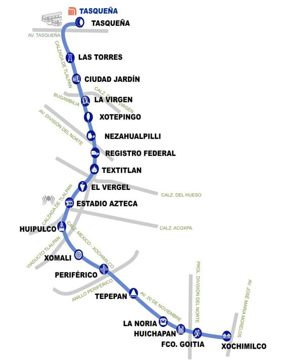 Plano de la red de tranvía de la Ciudad de México DF