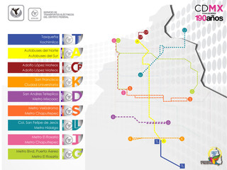 Plano de la red de trolebús de la Ciudad de México DF